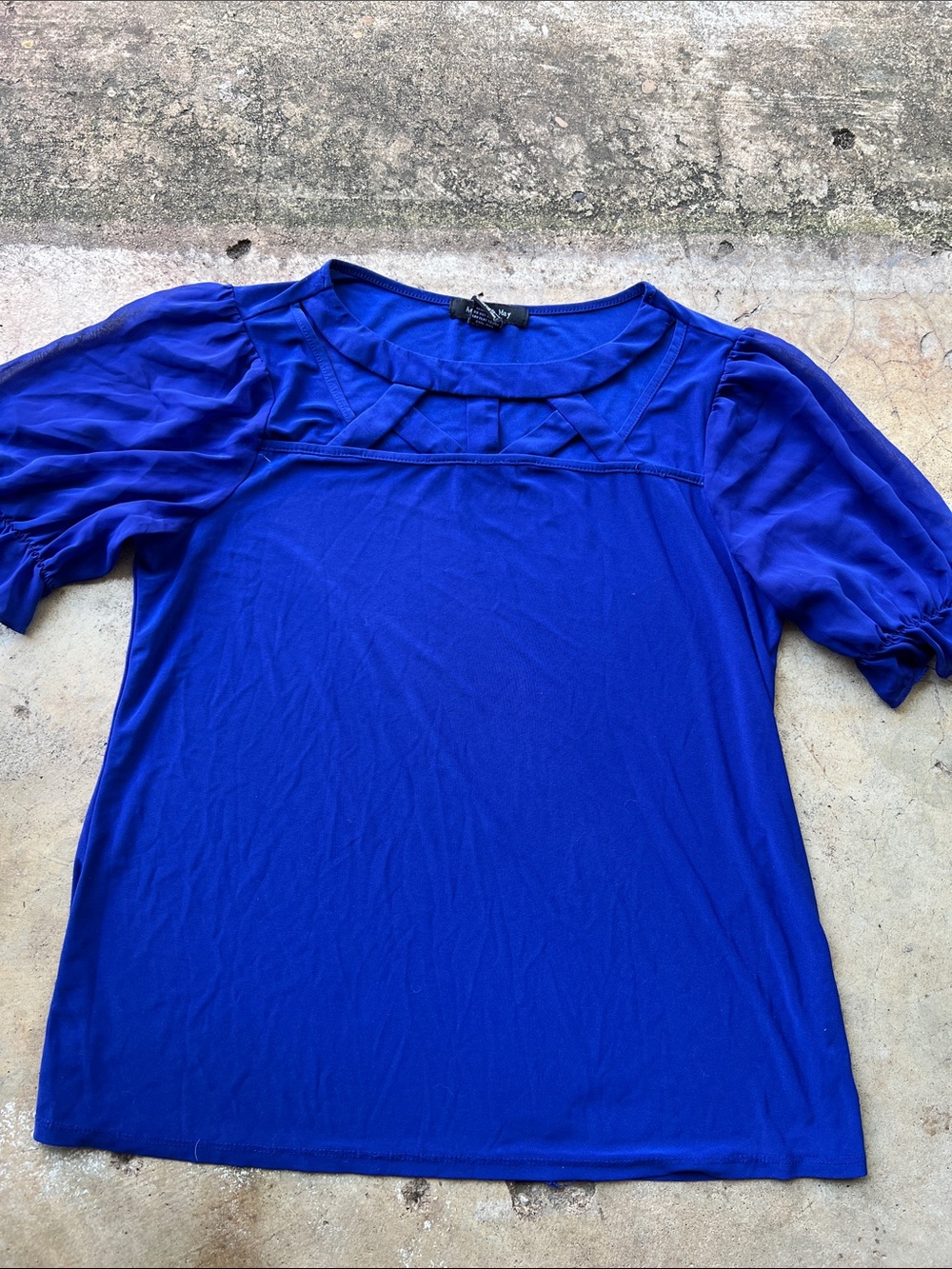 Blue Women's Short Sleeve Blouse - Classic Crewneck Top